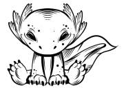 Coloriage Axolotl qui fait peur