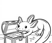 Coloriage Axolotl qui trouve le tr&eacute;sor