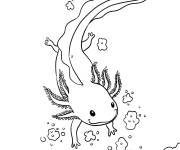 Coloriage Axolotl se plongeant sous la mer
