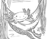 Coloriage Axolotl se repose dans le balan&ccedil;oire