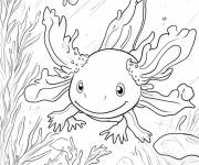 Coloriage Axolotl souriant pour enfants