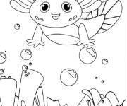 Coloriage Axolotl sous la rivi&egrave;re