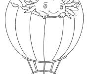 Coloriage Axolotl sur le montgolfi&egrave;re