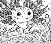 Coloriage Axolotl zentangle pour adulte