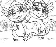 Coloriage Axolotls explorent le monde