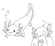 Coloriage Axolotls s'amusant