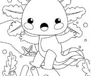 Coloriage B&eacute;b&eacute; Axolotl a peur