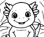 Coloriage B&eacute;b&eacute; Axolotl plein de joie