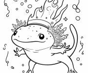 Coloriage L'anniversaire de Axolotl pour enfant