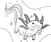 Coloriage Le quotidien d'un Axolotl dans le fond