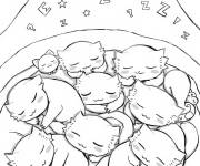 Coloriage Les Axolotls endormi