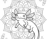 Coloriage Mandala Axolotl &agrave; motif en fleurs