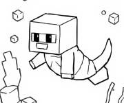 Coloriage Minecraft Axolotl en nageant