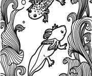Coloriage Paysage de la vie des Axolotls