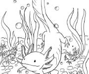 Coloriage Sc&egrave;ne de Axolotl en nageant
