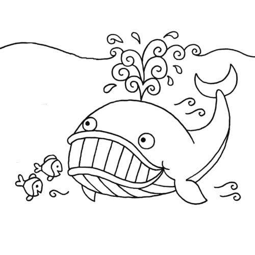 Coloriage et dessins gratuits Baleine et petits poissons à imprimer
