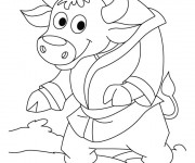 Coloriage Bison dr&ocirc;le portant sa robe de chambre