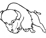 Coloriage Bison en attaque