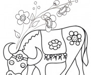 Coloriage et dessins gratuit Boeuf et fleurs à imprimer