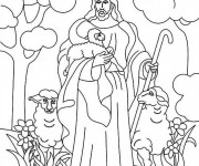 Coloriage et dessins gratuit Brebis Jésus à imprimer