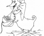 Coloriage Canard au t&eacute;l&eacute;phone