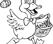 Coloriage Canard porte son panier
