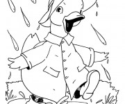 Coloriage Canard s'enfuit de la pluie