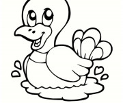 Coloriage Caneton en flottant