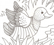 Coloriage Caneton essaie de voler