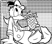 Coloriage Donald Duck boit du jus d'ananas