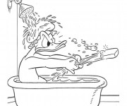 Coloriage Donald Duck dans la salle de bain