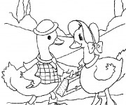 Coloriage P&egrave;re et m&egrave;re canard