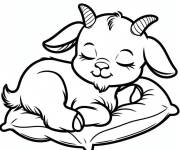 Coloriage B&eacute;b&eacute; caprin en dormant