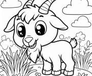 Coloriage B&eacute;b&eacute; caprin kawaii en maternelle