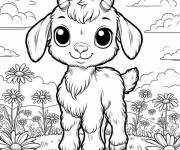 Coloriage B&eacute;b&eacute; caprin kawaii pour cp