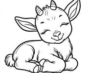 Coloriage B&eacute;b&eacute; caprin mignonne plein de joie