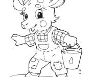 Coloriage B&eacute;b&eacute; ch&egrave;vre avec un seau d&rsquo;eau