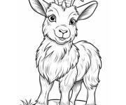 Coloriage B&eacute;b&eacute; ch&egrave;vre en te regardant