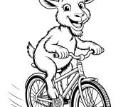 Coloriage Caprin &agrave; v&eacute;lo