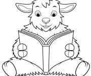Coloriage Caprin en lisant un livre