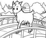 Coloriage Caprin en traversant le pont