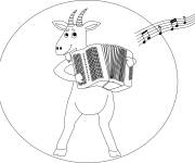 Coloriage Caprin jouant de l'accord&eacute;on