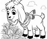 Coloriage Caprin style cartoon et les plantes