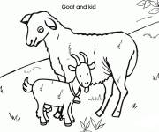Coloriage Ch&egrave;vre et enfant mignon