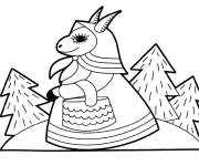 Coloriage Ch&egrave;vre grande m&egrave;re dans la for&ecirc;t