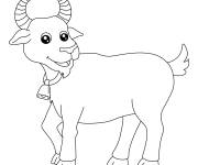 Coloriage ch&egrave;vre joyeux en trait noir