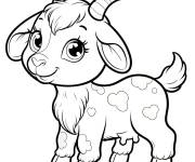 Coloriage ch&egrave;vre mignonne avec des jolis yeux