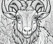 Coloriage Ch&egrave;vre ou chevreau en noir et blanc