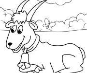 Coloriage ch&egrave;vre se repose dans le pr&eacute;
