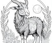 Coloriage Chevreau sous la lune